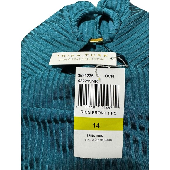 Trina Turk ribbed Olympic ring one piece in ocean size 14 - Picture 10 of 13